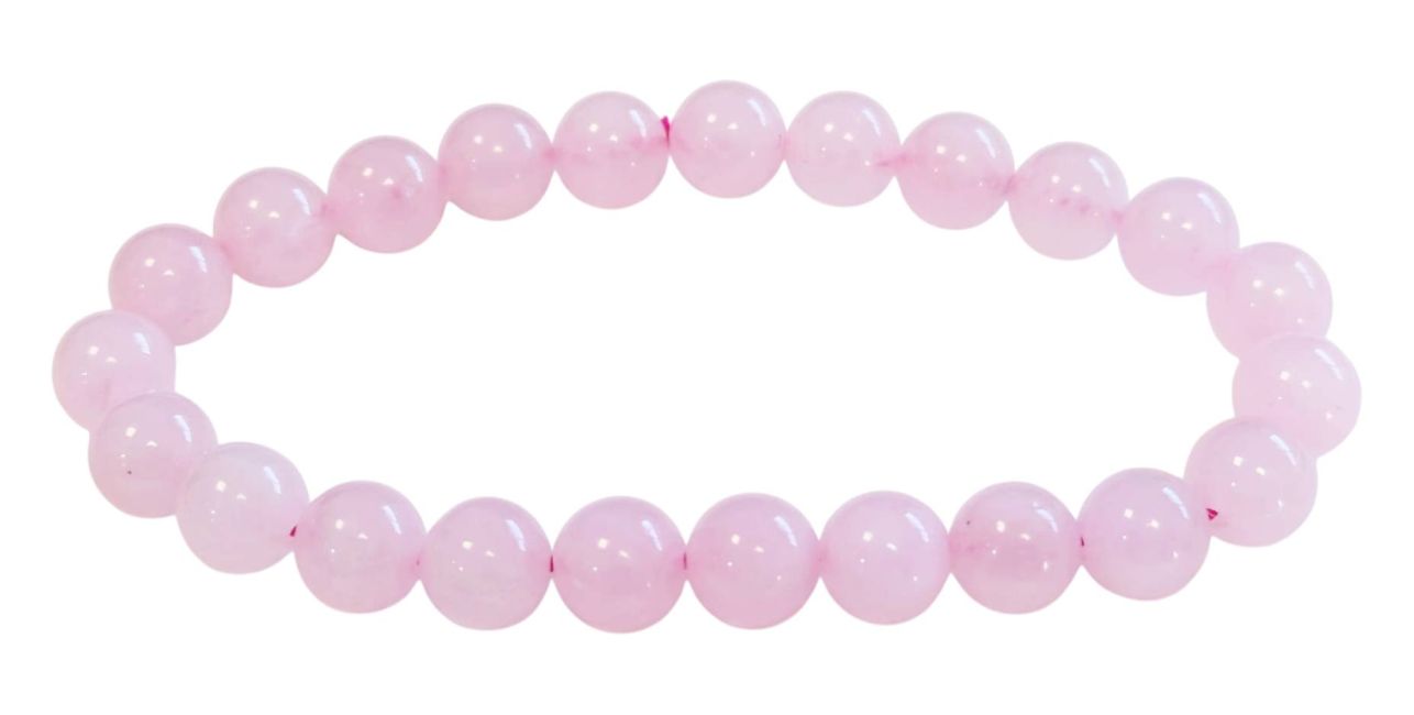 Pulseira de Quartzo Rosa com contas de 8mm