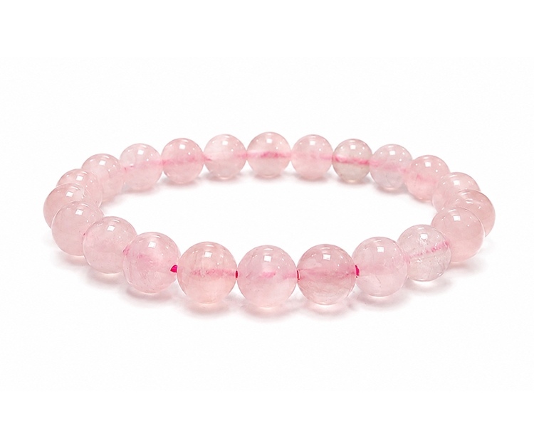 Pulseira Quartzo Rosa A contas de 8mm
