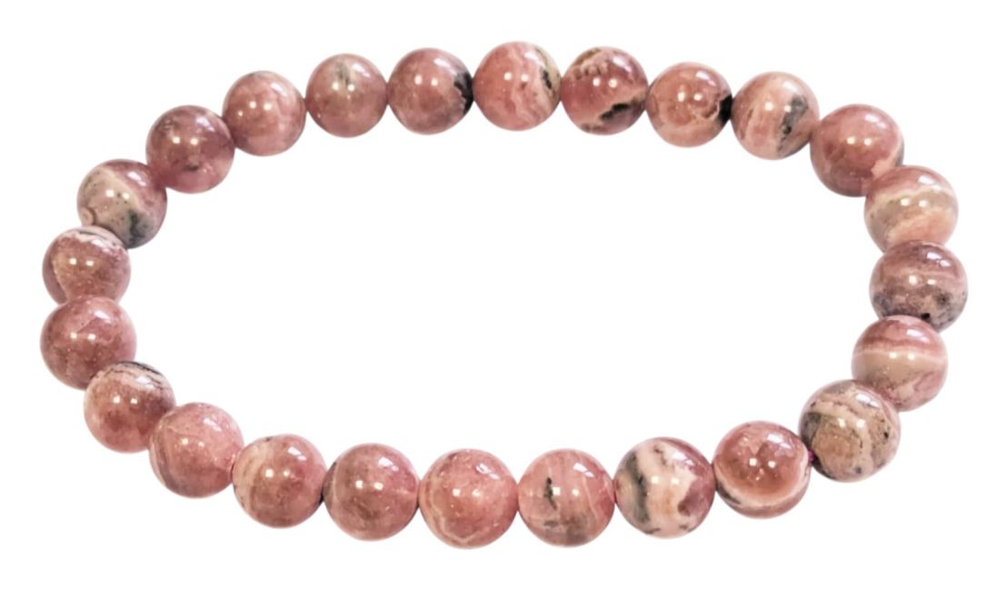 Pulseira de rodocrosita argentina com contas AA de 7,5 a 8,5 mm