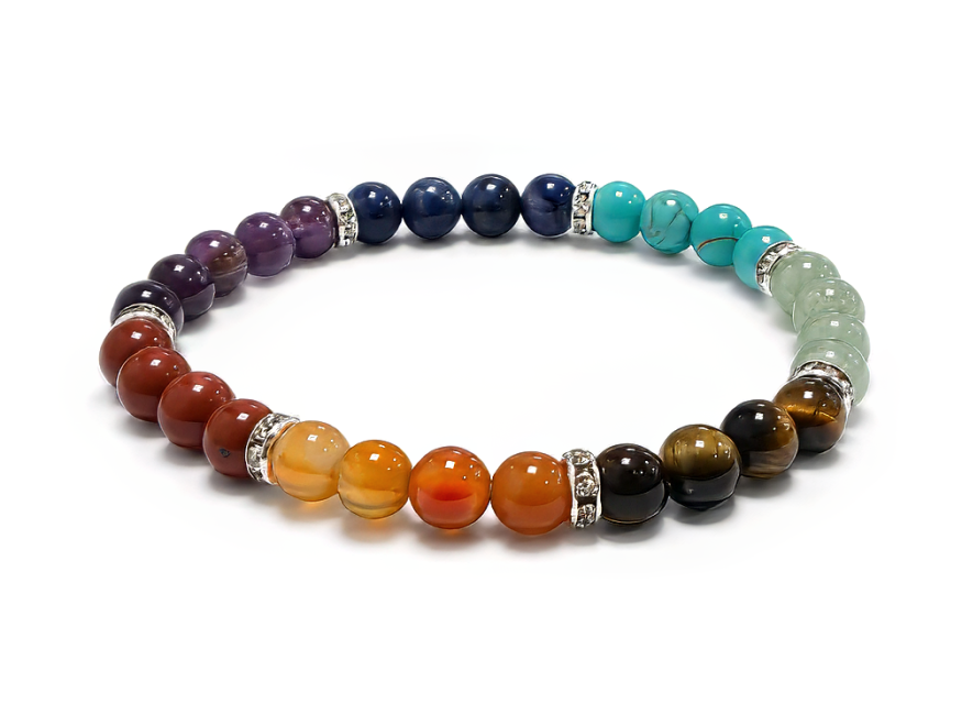 incenso em Pulseira 7 Chakras com Strass A Contas 6 mm