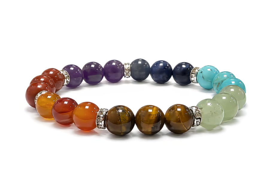 incenso em Pulseira 7 Chakras com Strass A Contas 8 mm