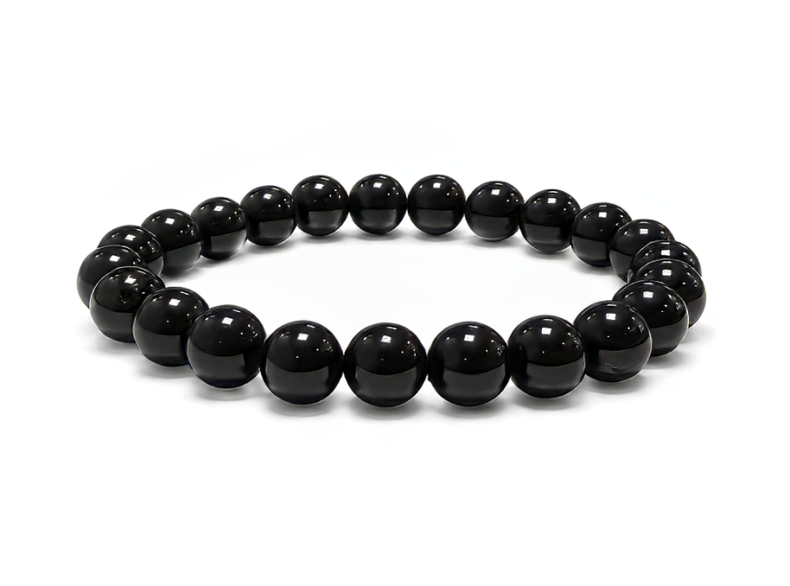 incenso em Pulseira de Turmalina Negra com Contas de 8-9 mm