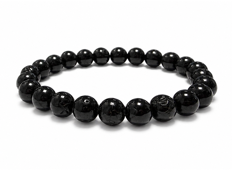 Pulseira Turmalina Negra AB contas de 7-8mm
