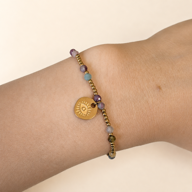 incenso em Pulseira de Proteção em Turmalina Multicolor A – Olho Protetor