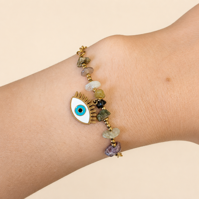 incenso em Pulseira de Proteção em Turmalina Multicolor A – Mau-Olhado