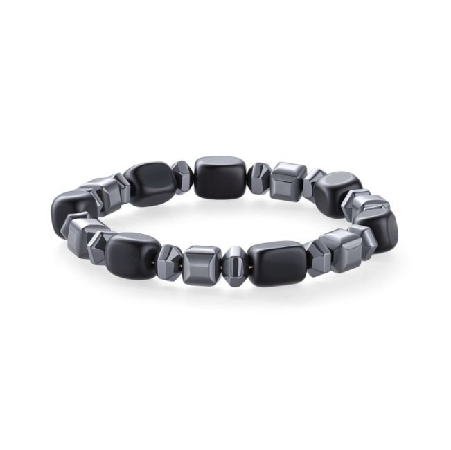 incenso em Pulseira de obsidiana negra com contas de hematita de 8 mm