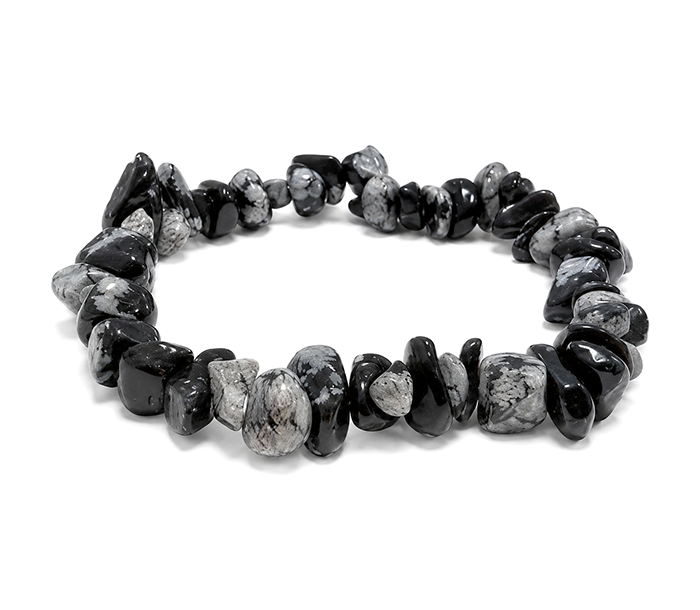 Pulseira de Chips de Obsidiana Floco de Neve A 5-8mm