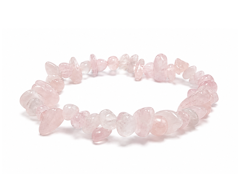 Pulseira Chips de Quartzo Rosa AB 5-8mm