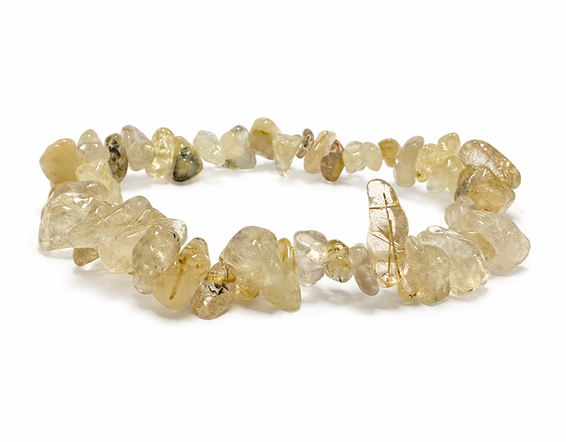Pulseira chips de Quartzo Cristal de Rocha Rutilado A 5-8mm