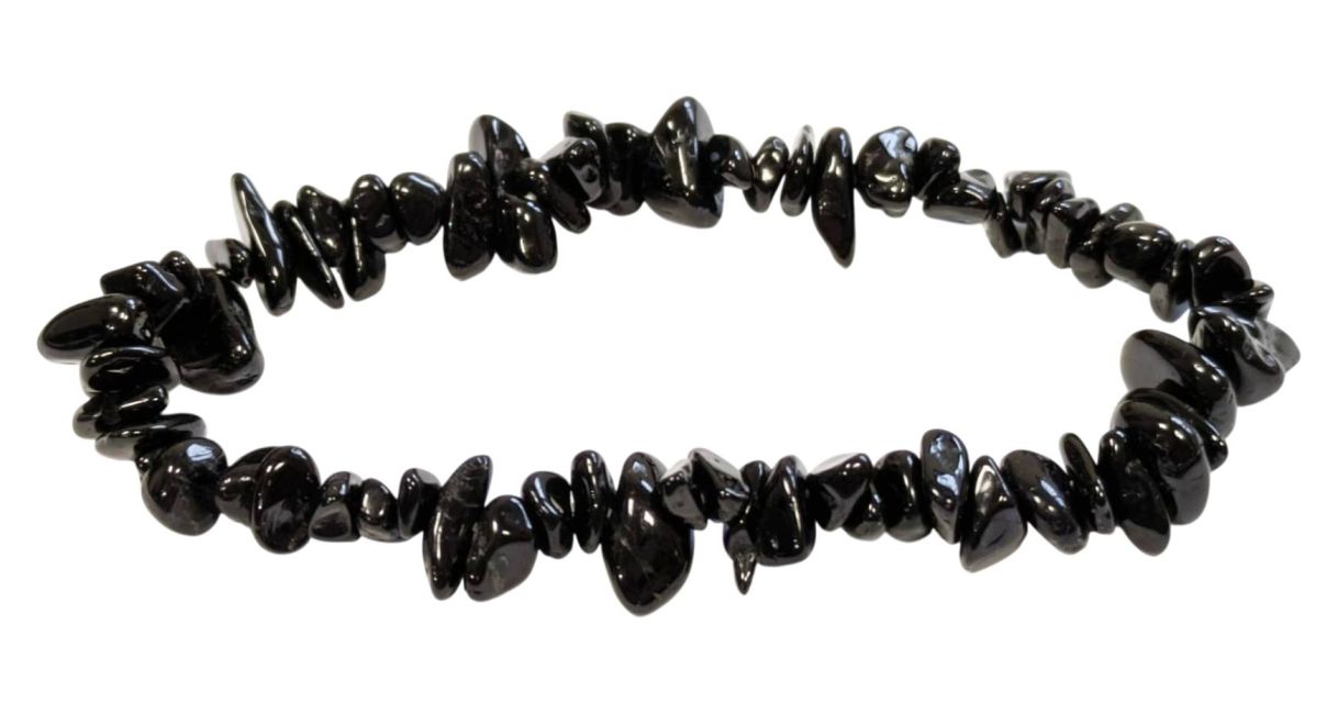 Pulseira de Turmalina Negra A lascas 16-18cm