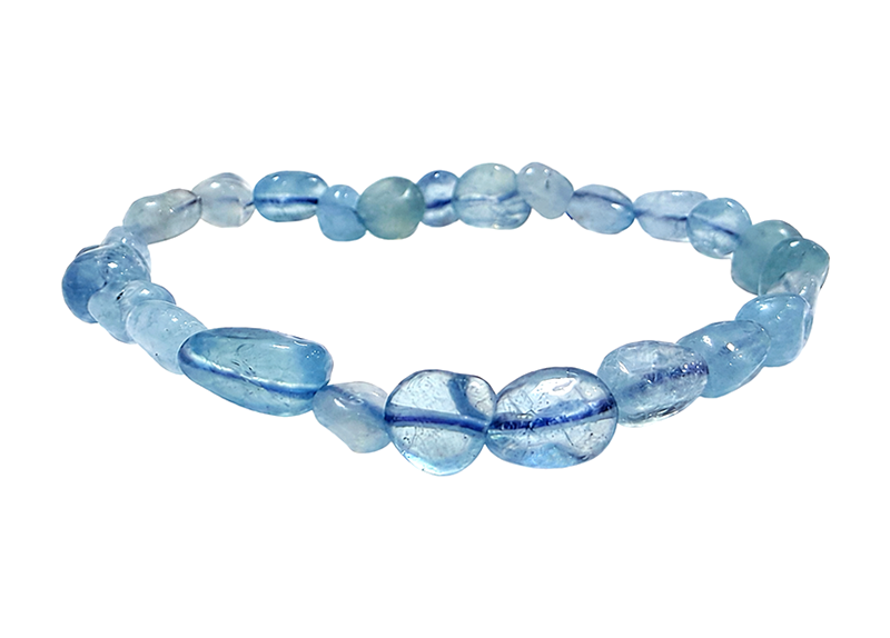 Pulseira de Pedras Roladas de Água-Marinha A+ 5-8mm