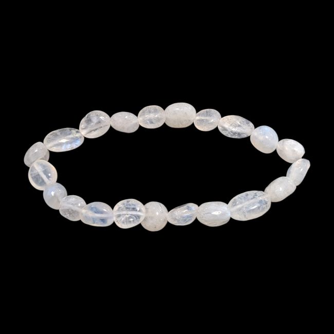 Pulseira de pedras roladas de Pedra da Lua Branca Peristerita A+ 6-8mm
