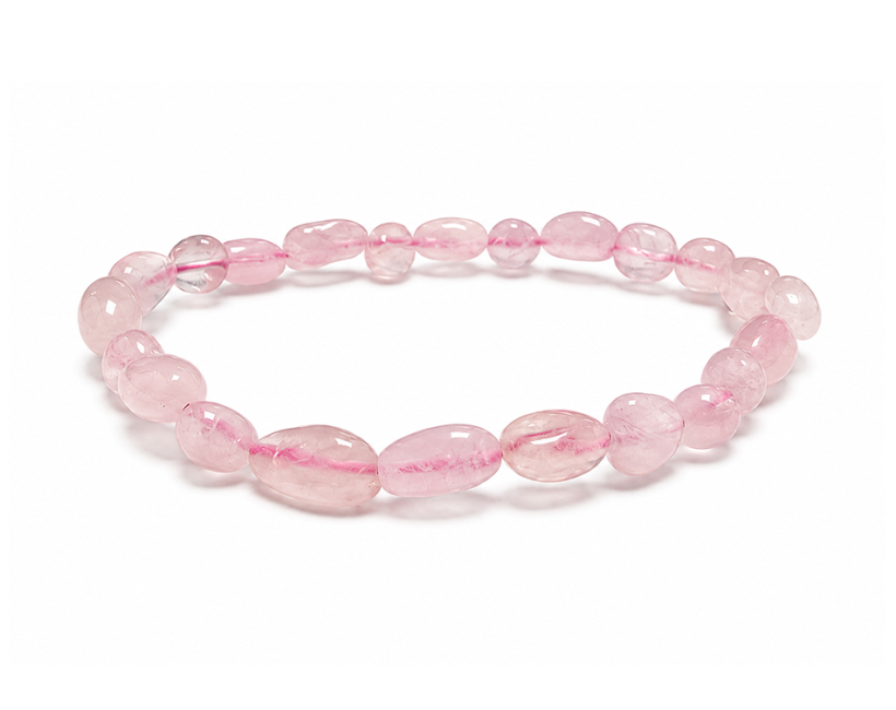 incenso em Pulseira de Pedras Roladas de Quartzo Rosa A 6-8mm