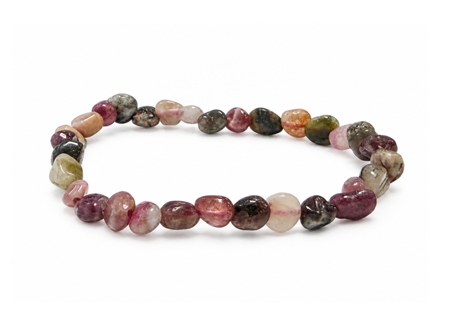 incenso em Pulseira de Turmalina Multicolor com Pedras Roladas A