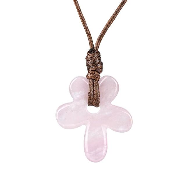 incenso em Colar de flor de quartzo rosa