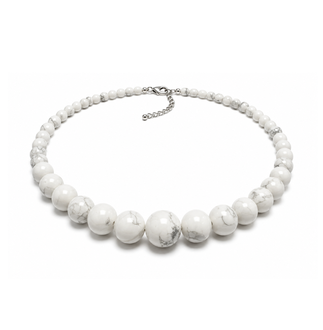 incenso em Colar Graduado de Howlita A Contas 6-14mm 50cm