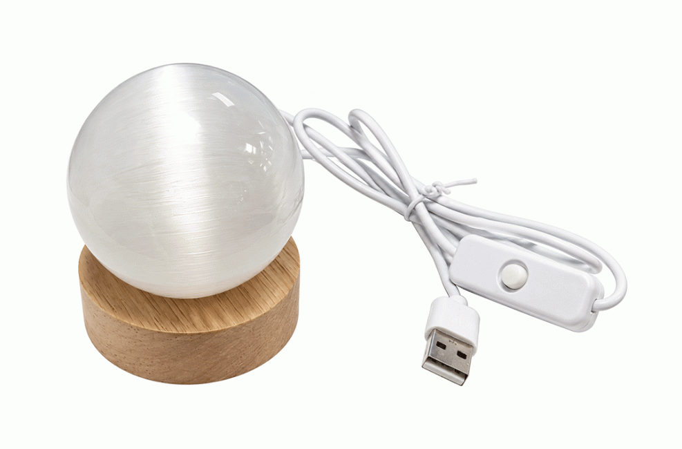 incenso em Conjunto de 6 Esferas de Selenite de 6 cm com Bases LED Multicolor USB|pt