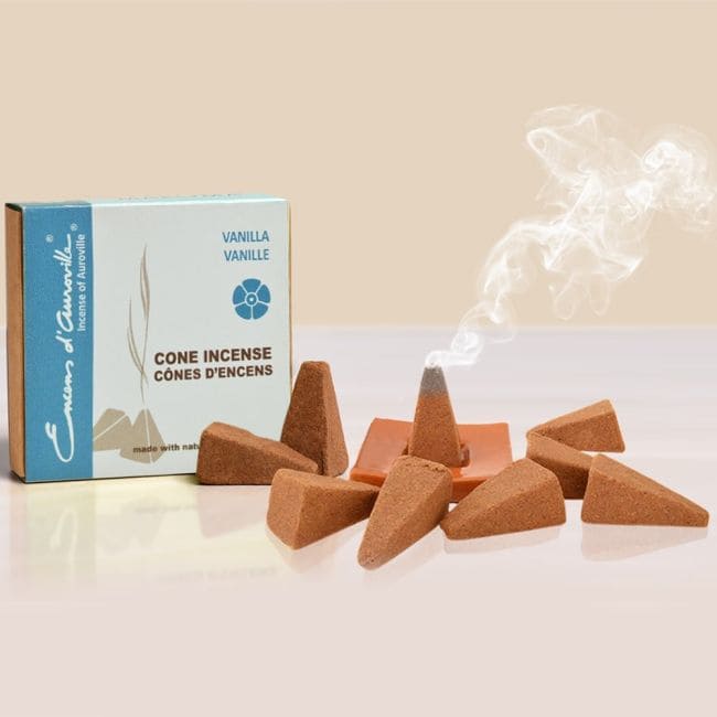 incenso em Auroville Incenso de Baunilha 5x10 Cones|pt