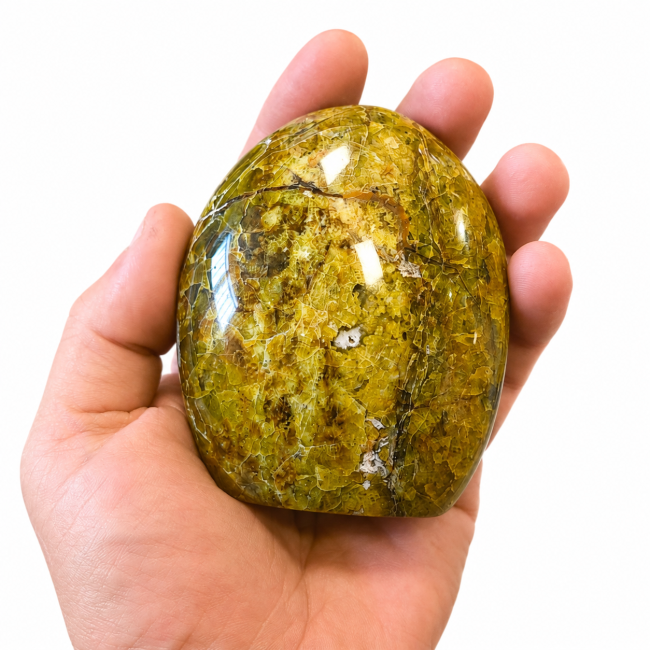 Bloco de opala verde polida, 0,370 kg