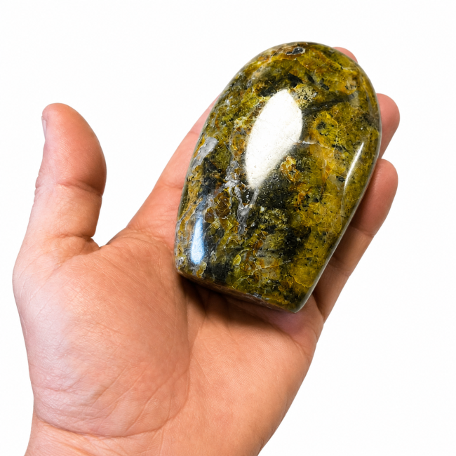 Bloco de opala verde polida, 0,390 kg