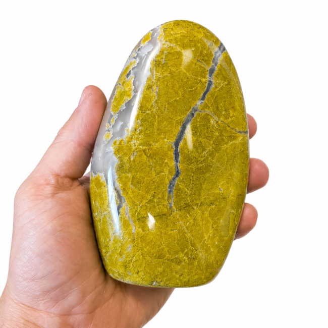 Bloco de opala verde polida, 0,870 kg