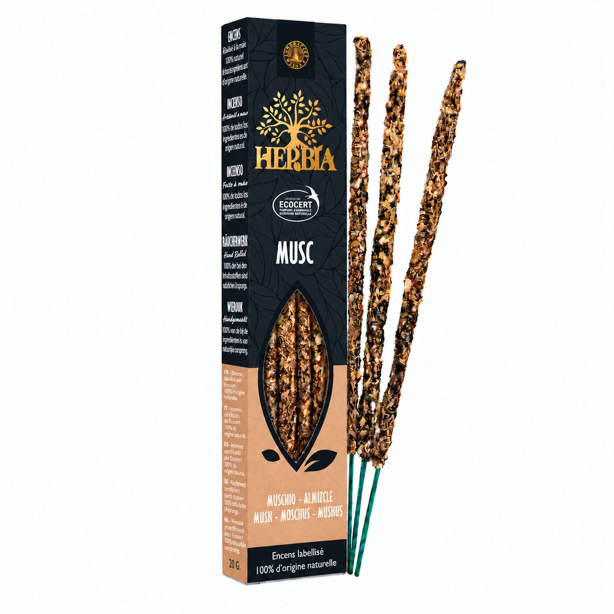incenso em Incenso Smudge Ecocert Herbia Almíscar Branco 20g