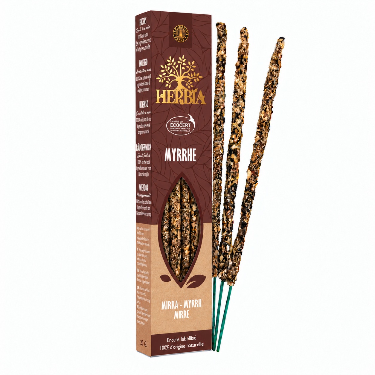 incenso em Incenso Smudge Ecocert Herbia Mirra 20g