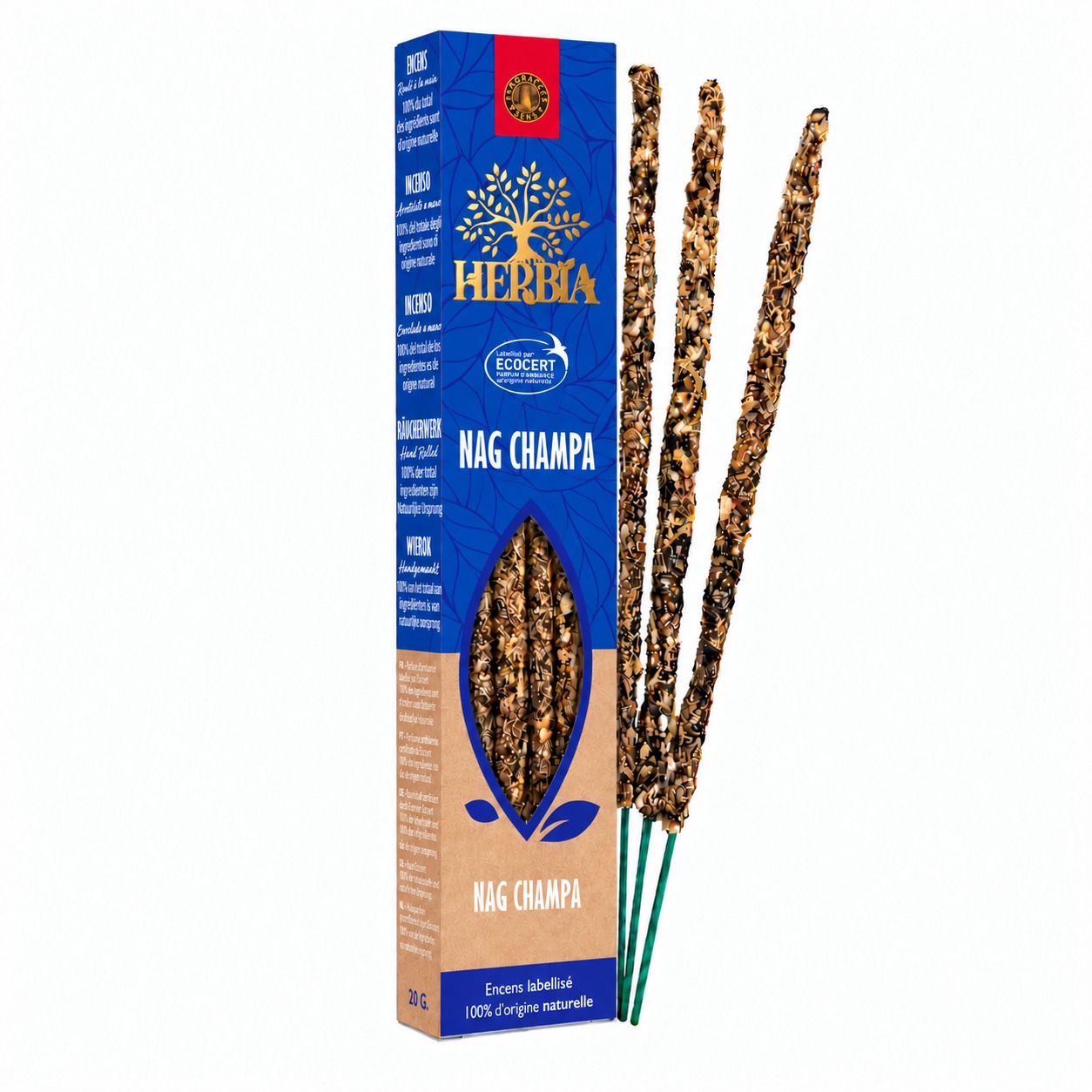 incenso em Incenso Smudge Ecocert Herbia Nag Champa 20g