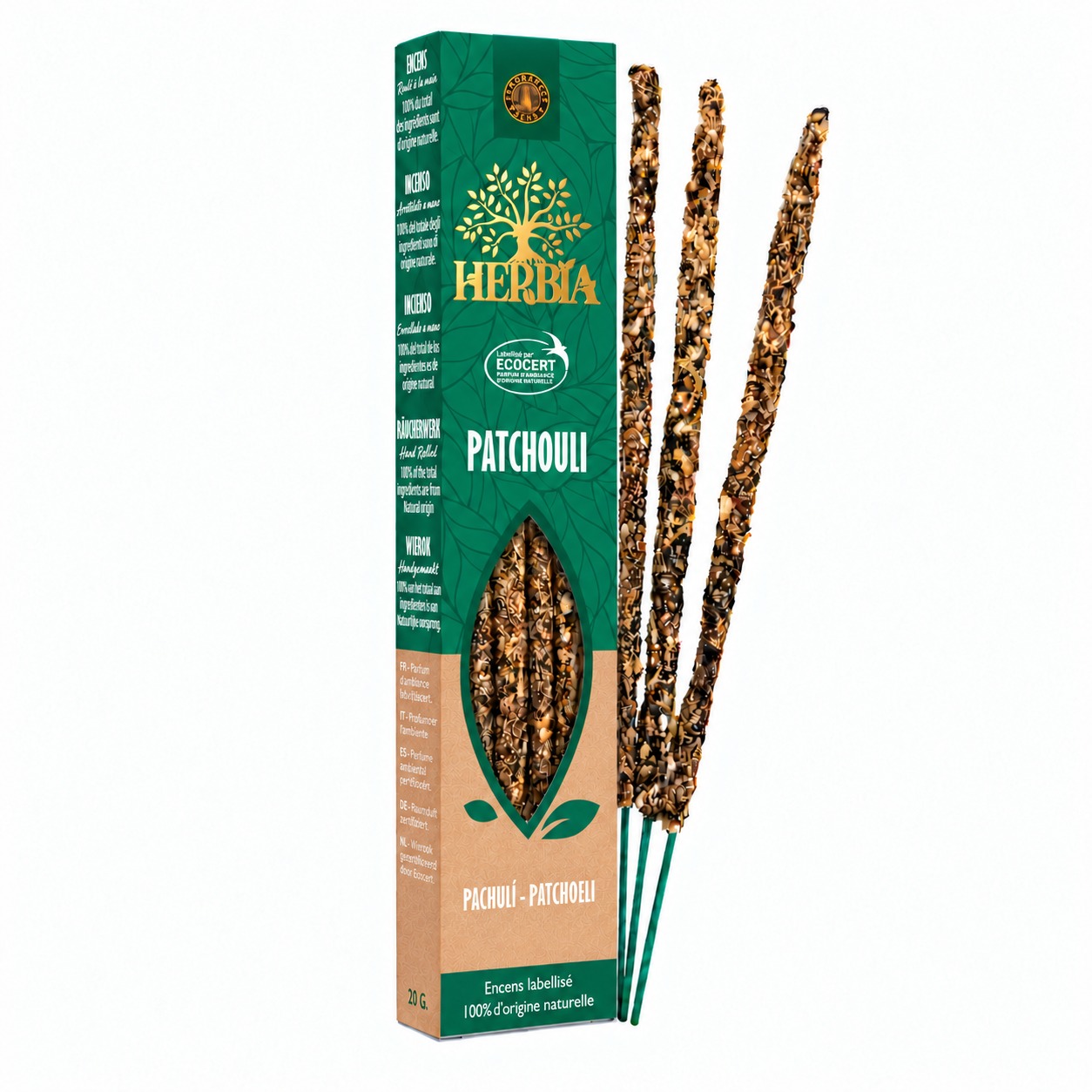 incenso em Incenso Smudge Ecocert Herbia Patchouli 20g