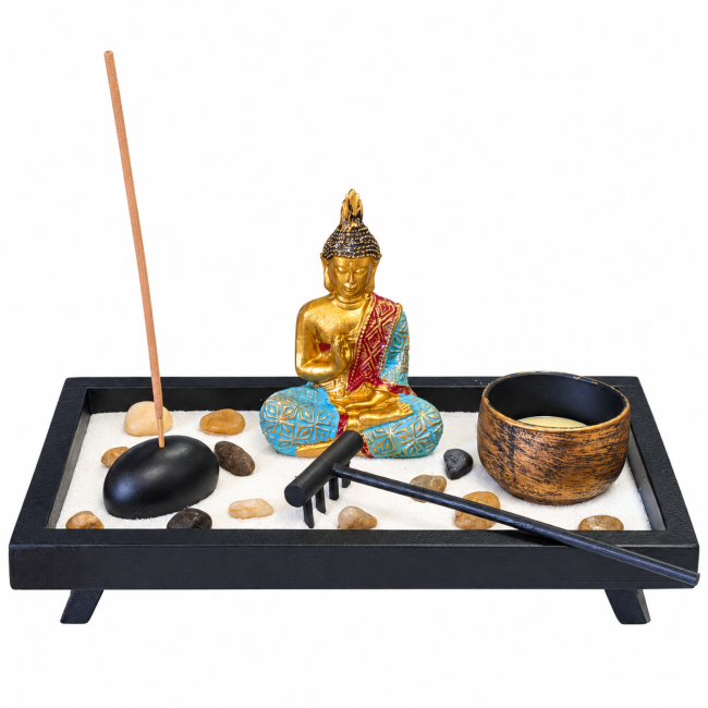 incenso em Jardim Zen com Buda, Incenso e Vela 20,5 cm