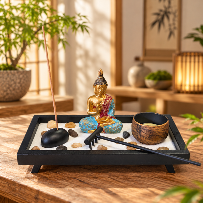incenso em Jardim Zen com Buda, Incenso e Vela 20,5 cm|pt