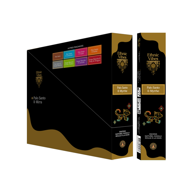 Incenso Fragrâncias e Sensos Vibrações Étnicas Palo Santo e Mirra masala 15g