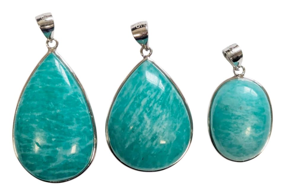 Pingente de Prata 925 Amazonita AA+ 3 peças 15,21g