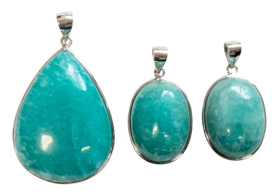 Pingente de Prata 925 Amazonita AA+ 3 peças 15,62g