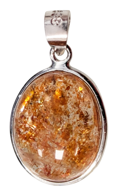 incenso em Pingente de Prata 925 Sunstone AAA 1,34g