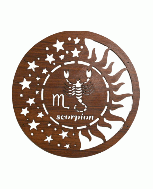 incenso em Painel magnético de madeira Astro Scorpion de 18 cm para HMD999