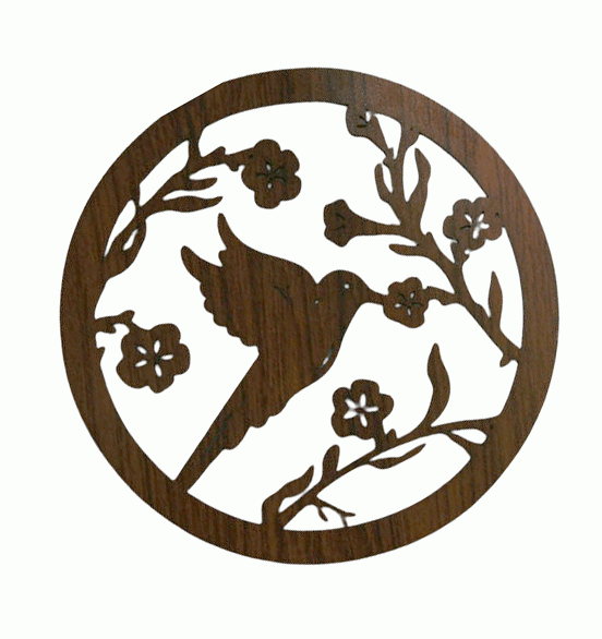 Placa magnética de madeira com beija-flor de 18 cm para HMD999