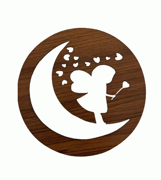 Painel magnético de madeira com anjo e lua, 18 cm, para HMD999