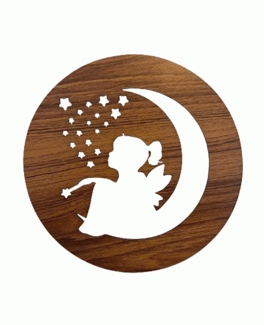 Placa magnética de madeira, Anjo das Estrelas, 18cm, por HMD999