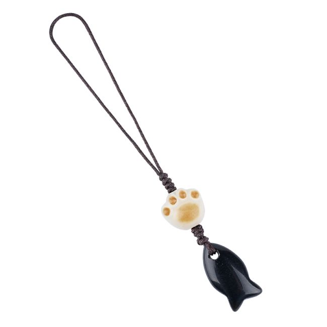 Pingentes de Bolsa Peixe Obsidiana Negra x3