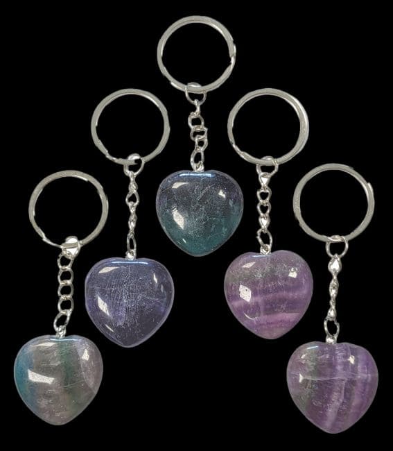 incenso em Chaveiro Coração Fluorite Multicolor 30mm x 5|pt