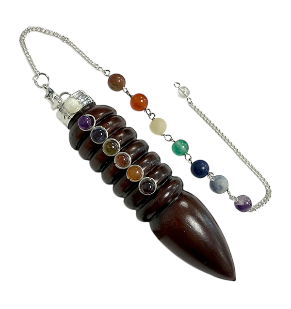 Pêndulo cone 7 Chakras em jacarandá 7,5cm
