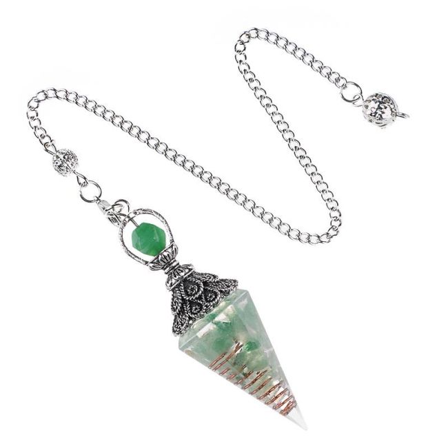 Pêndulo Orgonite Aventurina Verde 6 faces