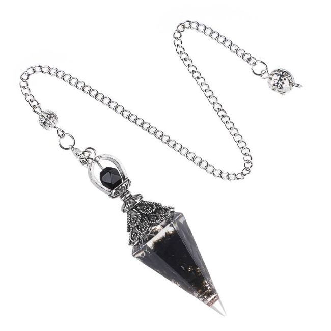 Pêndulo Orgonite Obsidiana Negra 6 faces