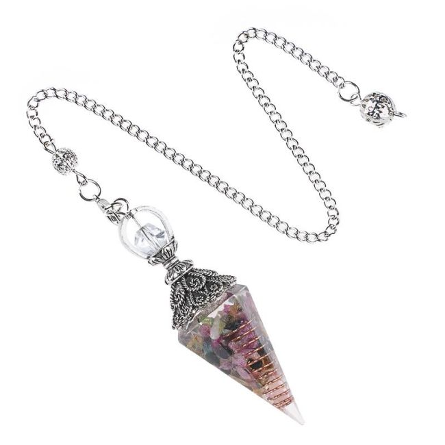 incenso em Pêndulo de turmalina orgonite multicolorido com 6 faces