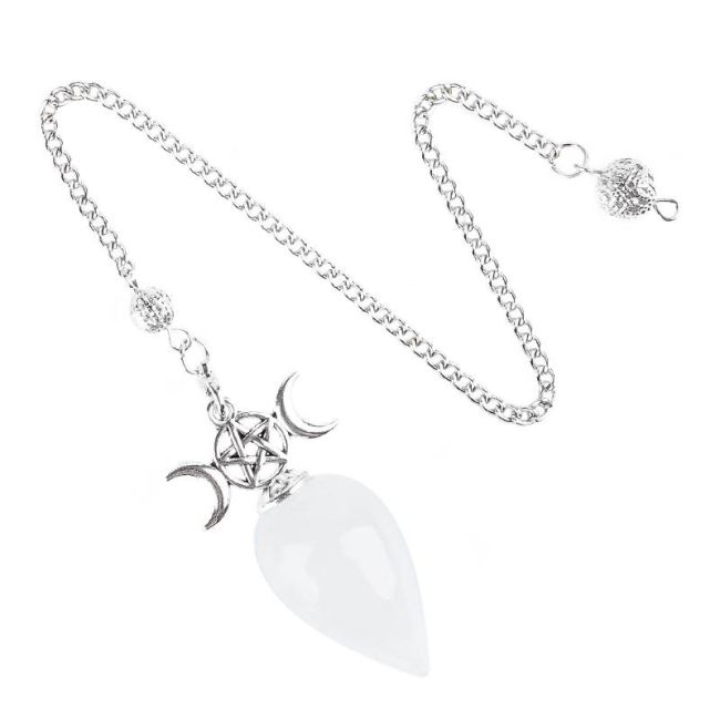 incenso em Pêndulo de adivinhação Pentáculo Lua Tripla Cristal de Rocha