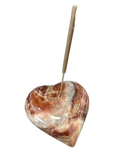 incenso em Suporte para incenso em coração de pedra ônix 7x2,5cm