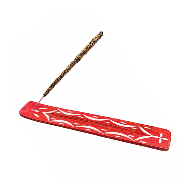incenso em Porta-incenso de madeira Mango Ski Vermelho e Árvore da Vida 26cm x10