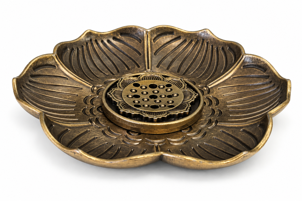 incenso em Porta-incenso de metal Lotus 8,5 cm