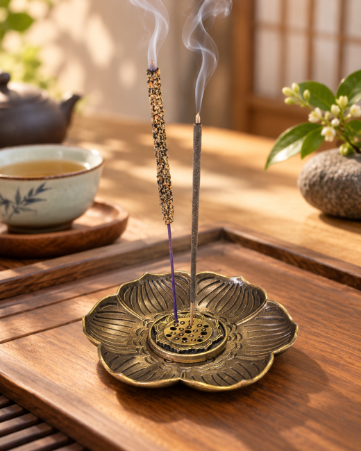 incenso em Porta-incenso de metal Lotus 8,5 cm|pt